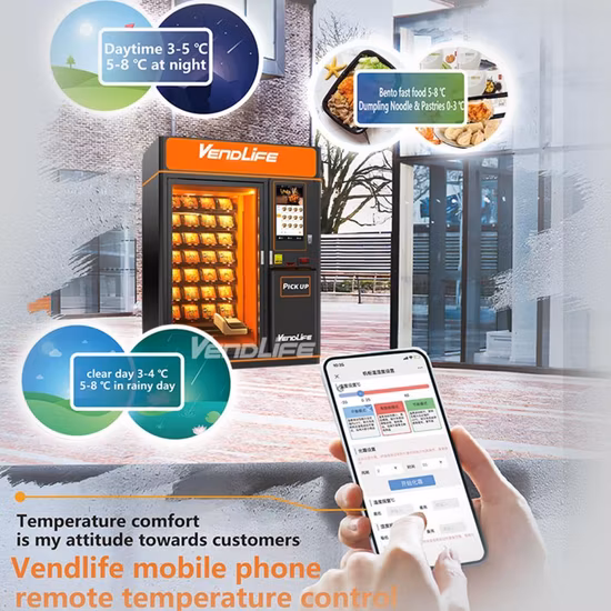 Vendlife Macchina combinata per mensa di nuovo arrivo per cibi freddi e caldi Macchina automatica per alimenti istantanei per caffè espresso per pasti veloci