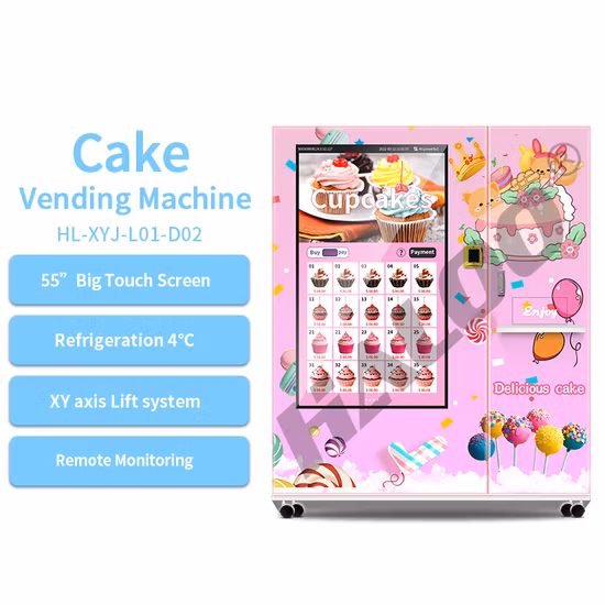 Distributore automatico di torte fresche, pane e insalate con ampio schermo e ascensore